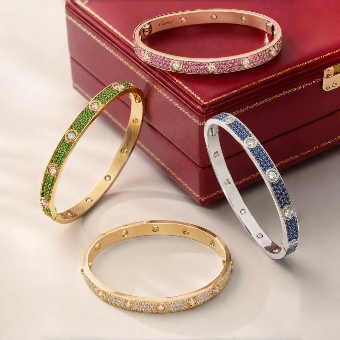 [Imperial] 2026 PAVE GEMSTONE LOVE BRACELET 6.1MM 10 DIAMONDS