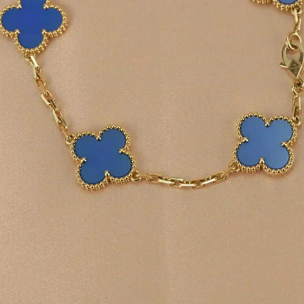 ¡®Imperial¡¯CLOVER 5 MOTIFS BLUE AGATE BRACELET