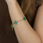[Imperial]Nueva COLECCIÓN DE BRAZALETE TREBOL 5 MOTIVOS MALACHITA