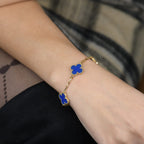 ¡®Imperial¡¯CLOVER 5 MOTIFS BLUE AGATE BRACELET