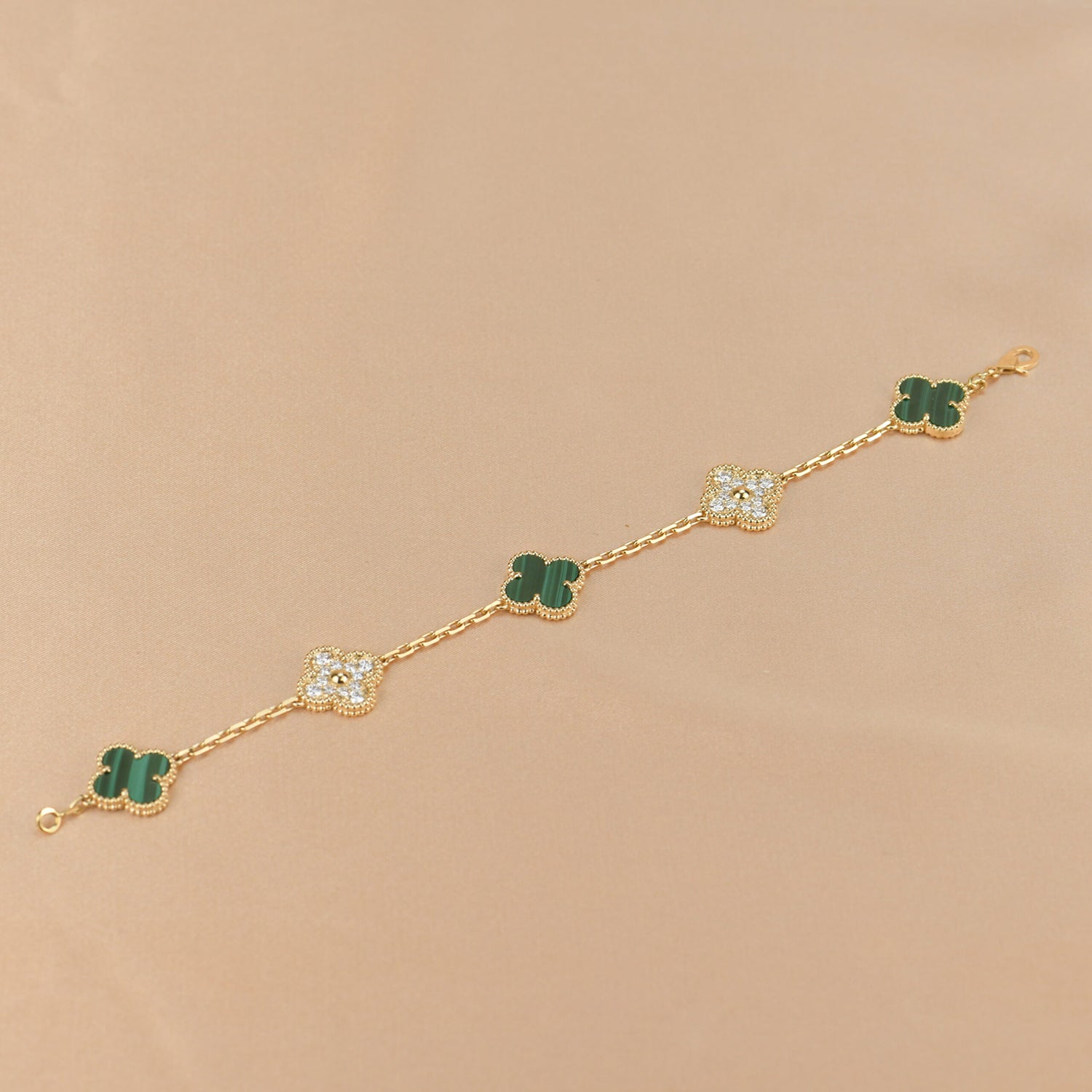 ¡®Imperial¡¯CLOVER  5 MOTIF MALACHITE DIAMOND BRACELET