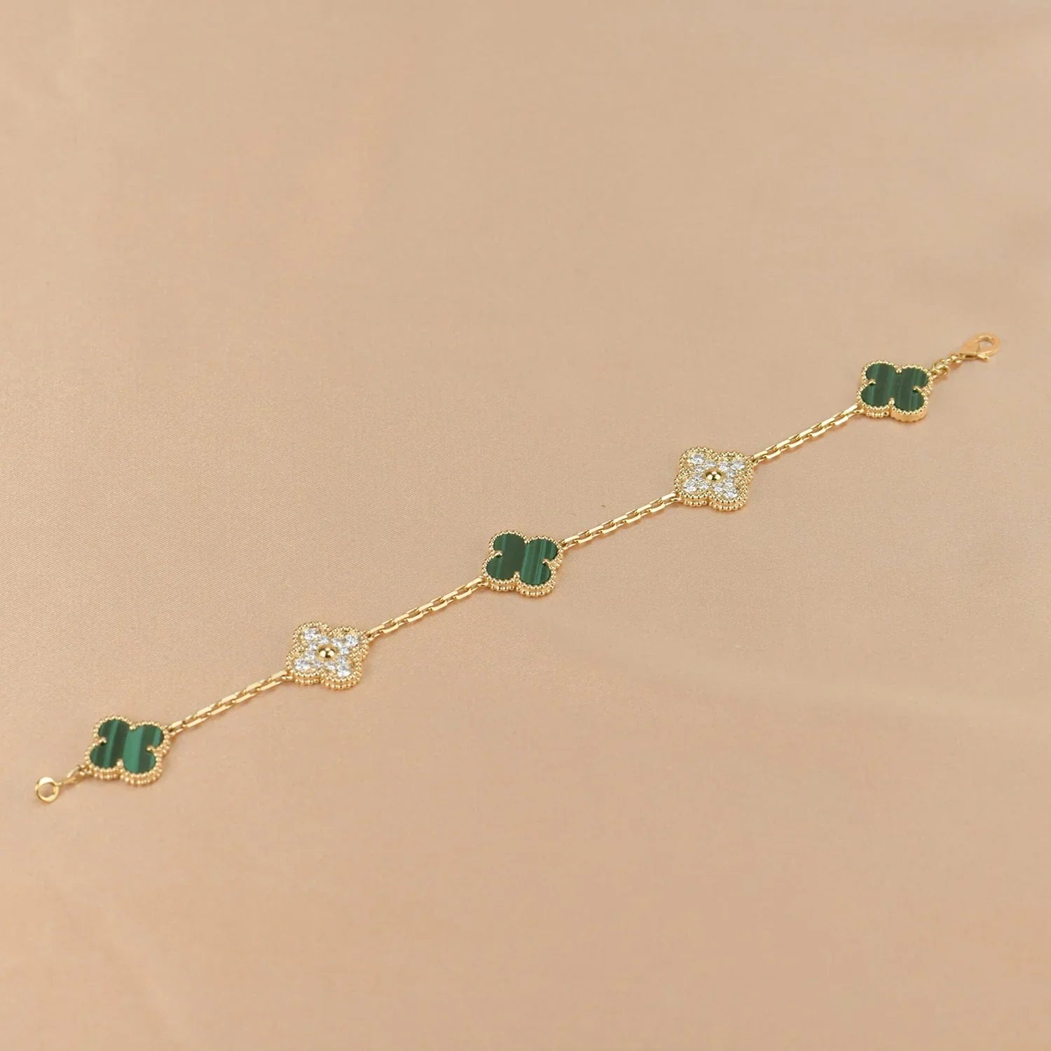 [Imperial]Nueva COLECCIÓN DE BRAZALETE TREBOL 5 MOTIVOS MALACHITA