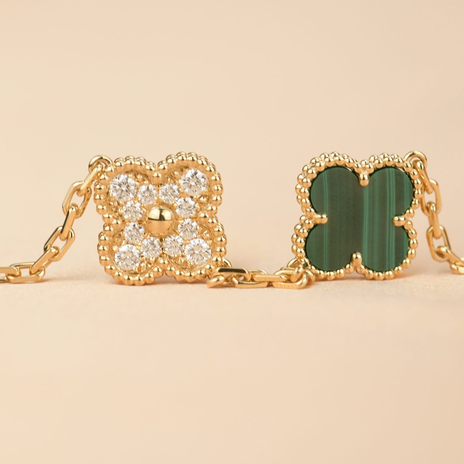 ¡®Imperial¡¯CLOVER  5 MOTIF MALACHITE DIAMOND BRACELET