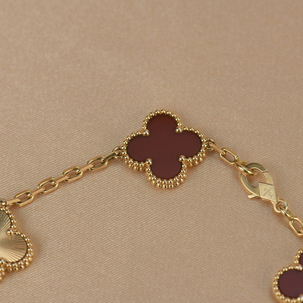 ¡®Imperial¡¯CLOVER  5 MOTIFS CARNELIAN GOLD BRACELET