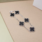 ¡®Imperial¡¯CLOVER 5 MOTIF ONYXS  BRACELET SILVER