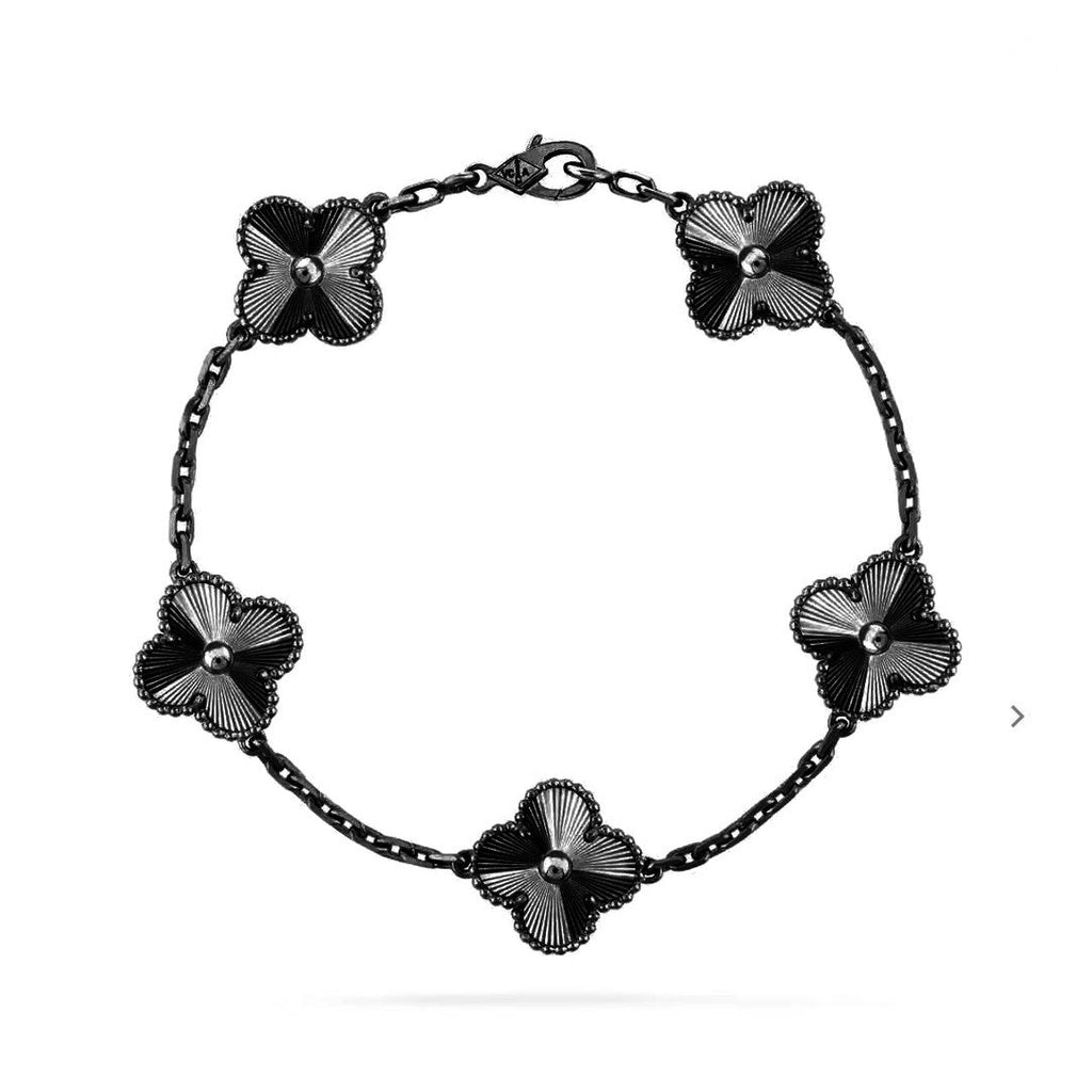 ¡®Imperial¡¯CLOVER 5 MOTIF BLACK BRACELET