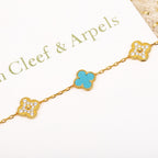 ¡®Imperial¡¯CLOVER 5 MOTIF TURQUOISE DIAMOND GOLD BRACELET