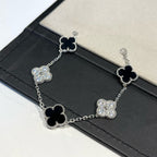¡®Imperial¡¯CLOVER 5 MOTIF ONYXS DIAMOND BRACELET SILVER