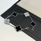 ¡®Imperial¡¯CLOVER 5 MOTIF ONYXS DIAMOND BRACELET SILVER