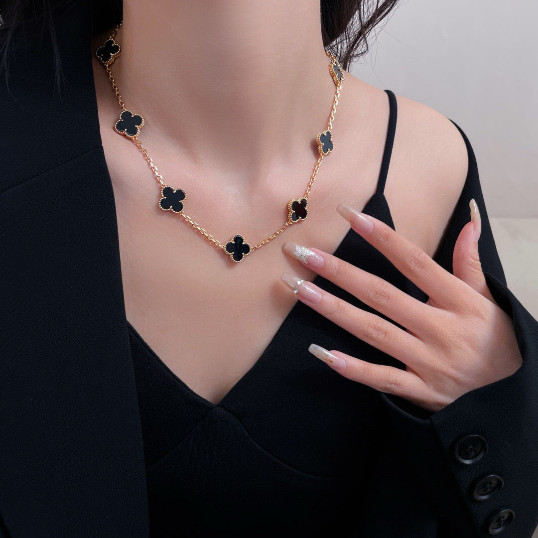 ¡®Imperial¡¯CLOVER 10 MOTIFS ONYX NECKLACE
