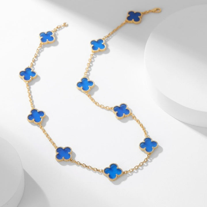 ¡®Imperial¡¯CLOVER 10 MOTIFS BLUE AGATE NECKLACE