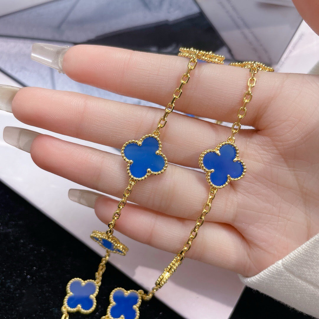 ¡®Imperial¡¯CLOVER 10 MOTIFS BLUE AGATE NECKLACE