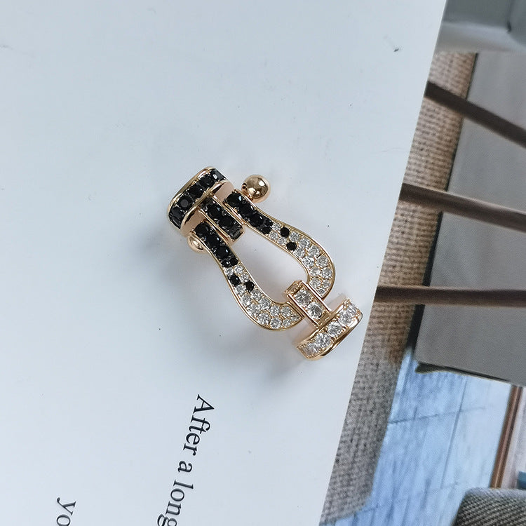 ¡®Imperial¡¯FORCE LARGE HORSESHOE BLACK WHITE DIAMOND BRACELET ROSE GOLD