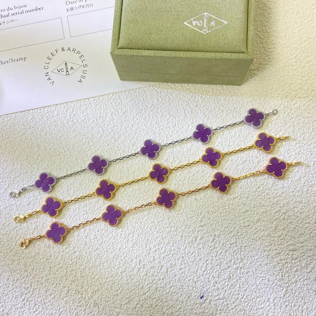 [Imperial]Nueva COLECCIÓN DE BRAZALETE TREBOL 5 MOTIVOS VIOLETA