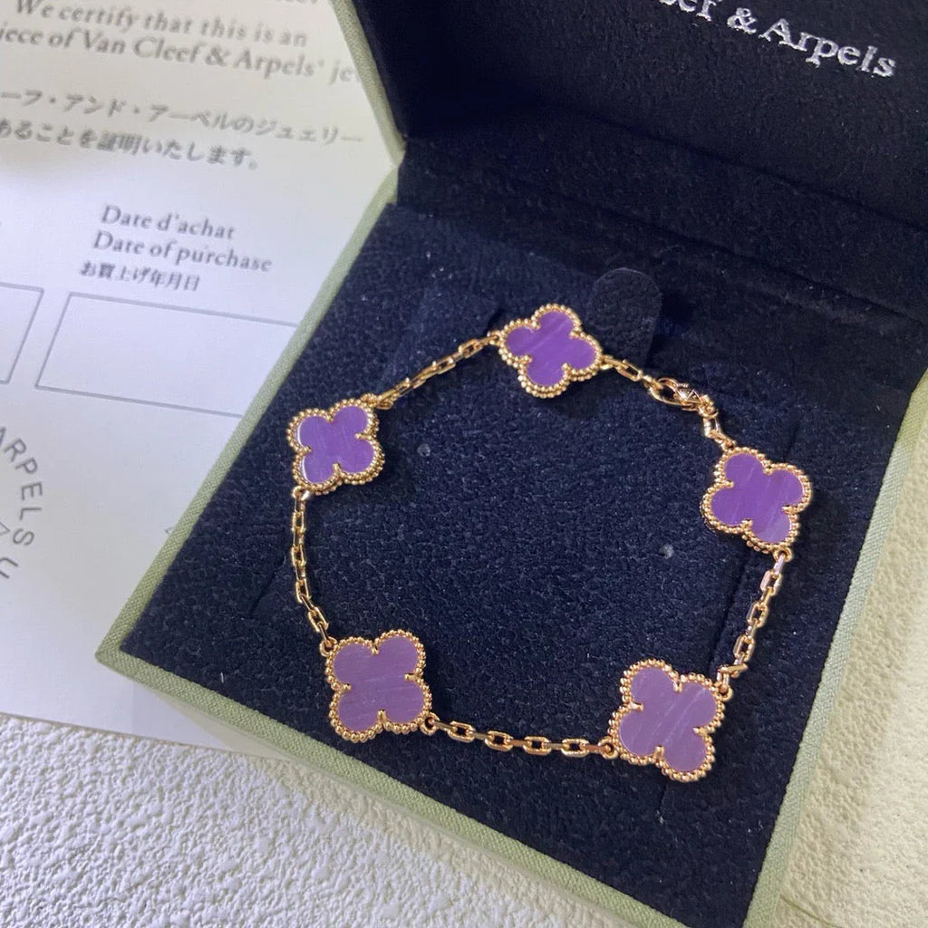 [Imperial]Nueva COLECCIÓN DE BRAZALETE TREBOL 5 MOTIVOS VIOLETA