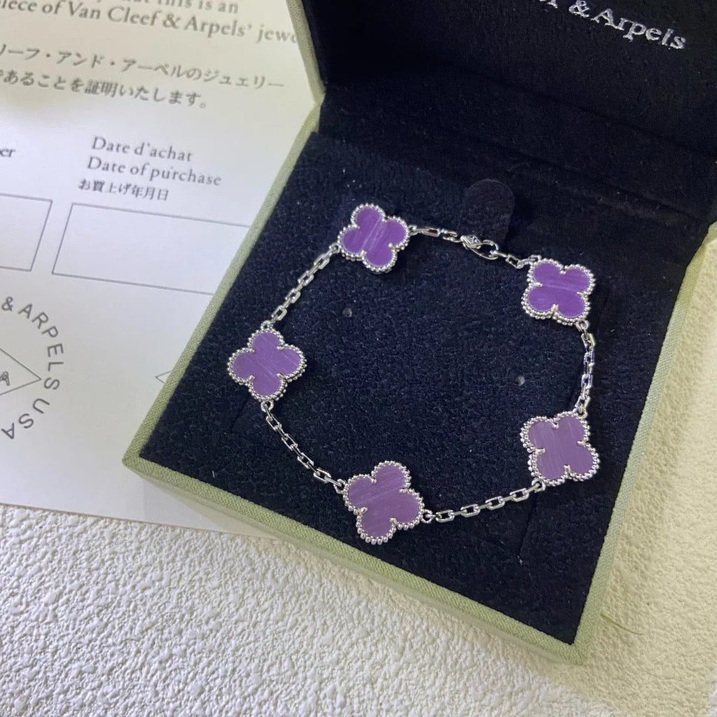 [Imperial]Nueva COLECCIÓN DE BRAZALETE TREBOL 5 MOTIVOS VIOLETA