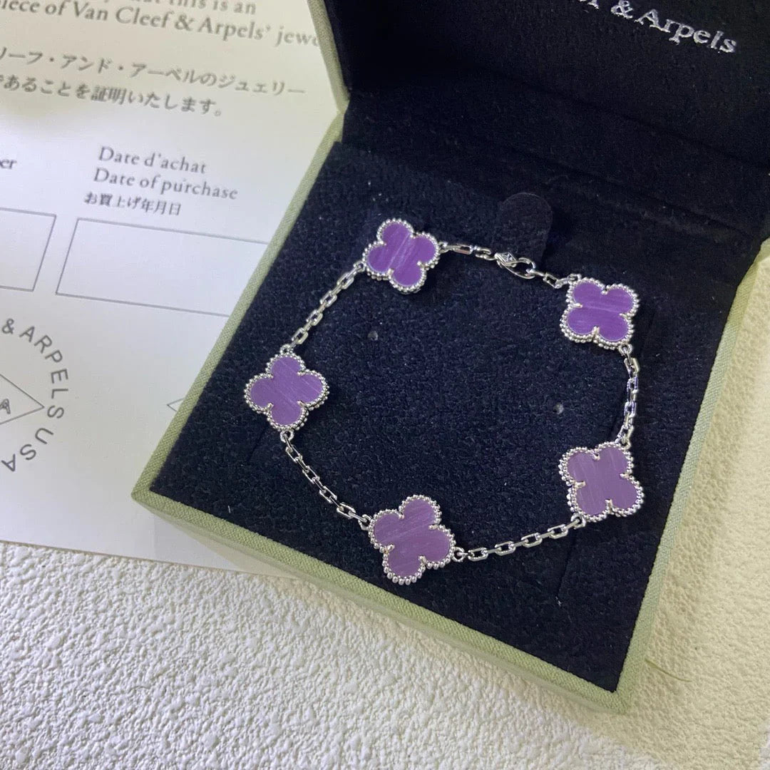 [Imperial]Nueva COLECCIÓN DE BRAZALETE TREBOL 5 MOTIVOS VIOLETA
