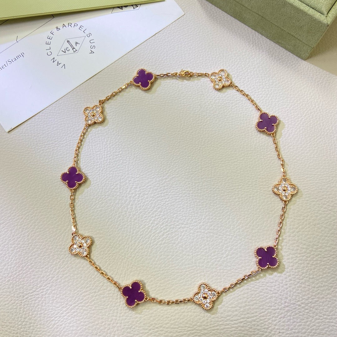 ¡®Imperial¡¯CLOVER 10 MOTIFS  PURPLE VIOLET DIAMOND NECKLACE