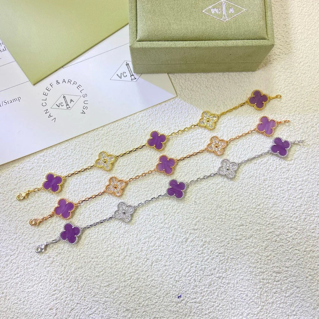 [Imperial]Nueva COLECCIÓN DE BRAZALETE TREBOL 5 MOTIVOS VIOLETA