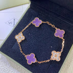 [Imperial]Nueva COLECCIÓN DE BRAZALETE TREBOL 5 MOTIVOS VIOLETA