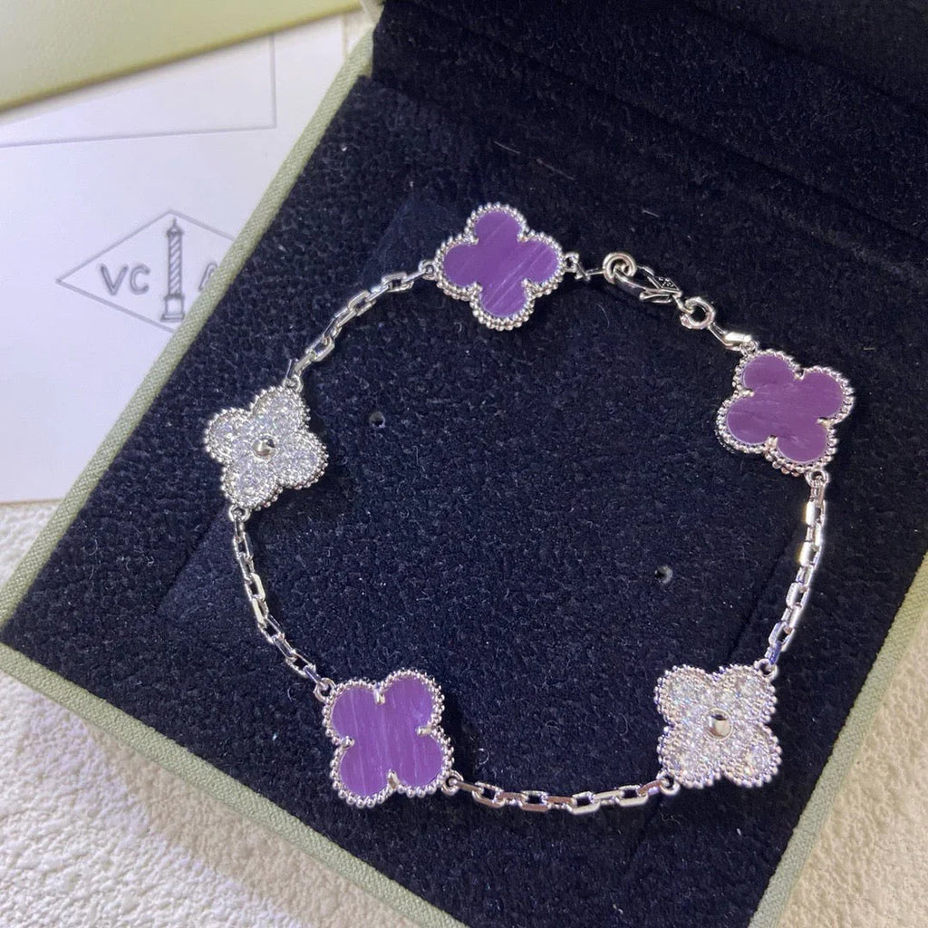 [Imperial]Nueva COLECCIÓN DE BRAZALETE TREBOL 5 MOTIVOS VIOLETA