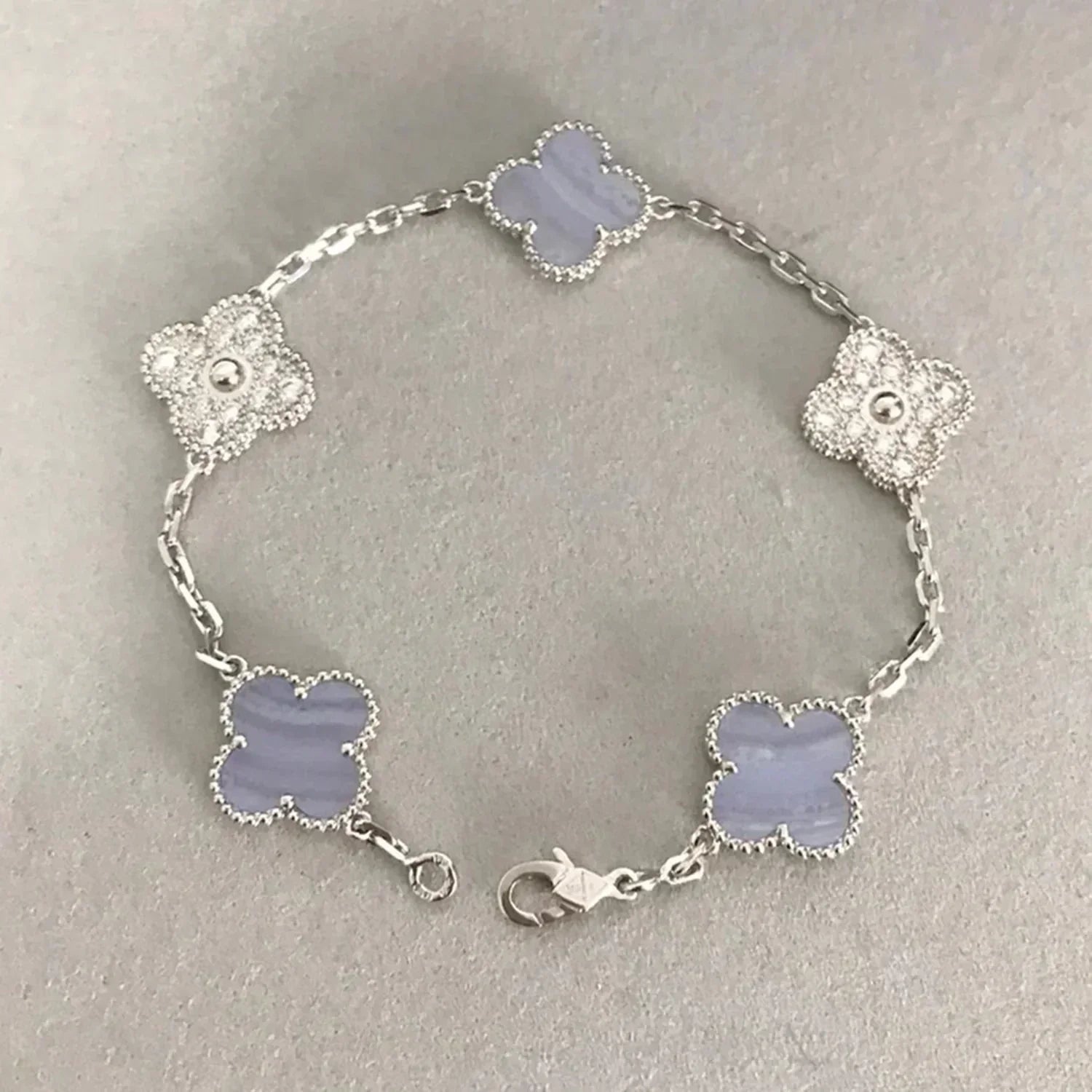 ¡®Imperial¡¯CLOVER  5 MOTIF DIAMOND PURPLE CHALCEDONY BRACELET SILVER