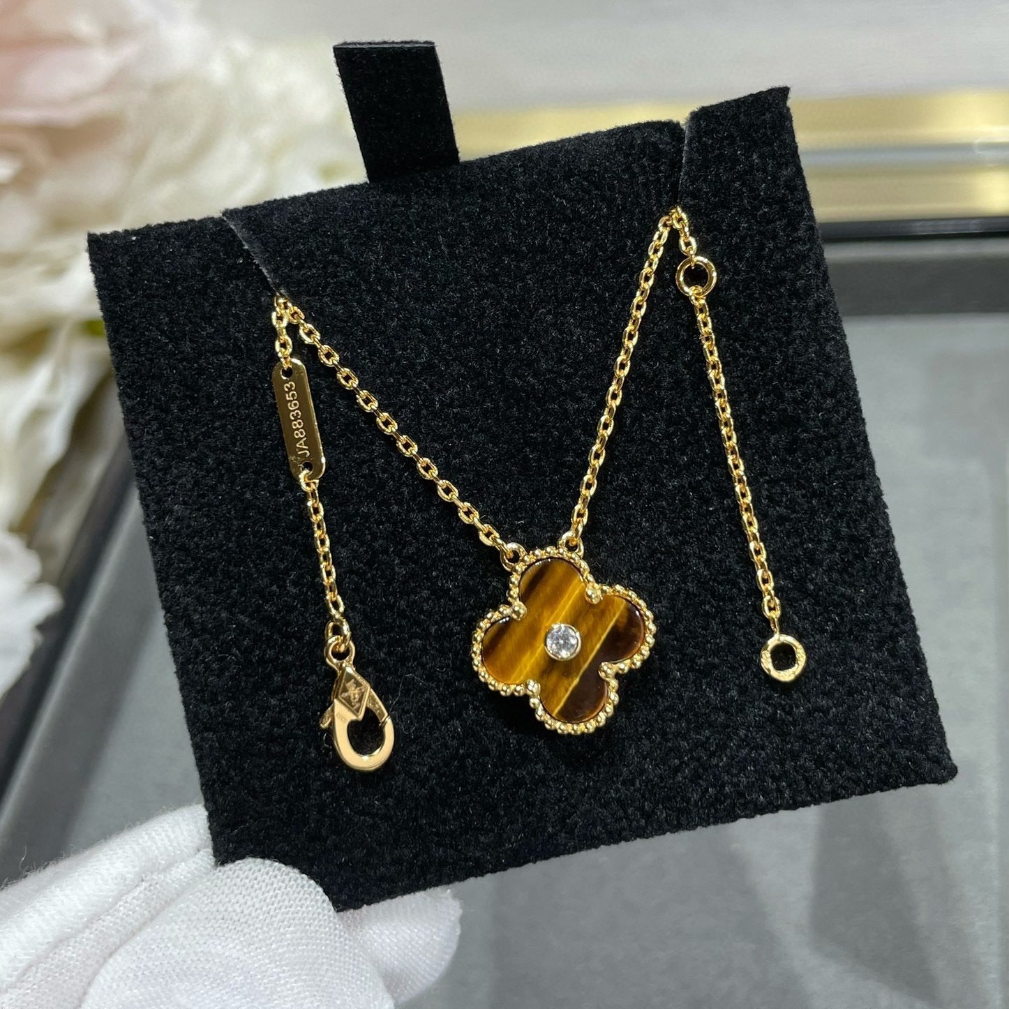 ¡®Imperial¡¯CLOVER 15MM DIAMOND AND YELLOW TIGER'S EYE AGATE necklace