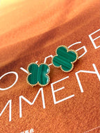 [Imperial] TREBOL GRANDE (20mm) 1 MOTIVOS ARETES DE TUERCA MADRE PERLA VERDE