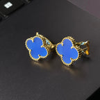[Imperial] TREBOL GRANDE (20mm) 1 MOTIVOS ARETES DE TUERCA MADRE PERLA AZUL