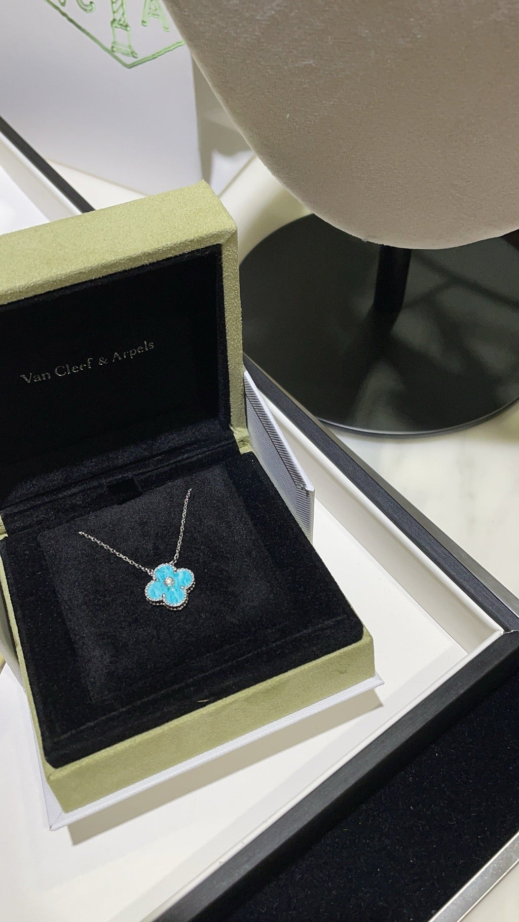 ¡®Imperial¡¯CLOVER 15MM DIAMOND SVRES PORCELAIN  NECKLACE SILVER