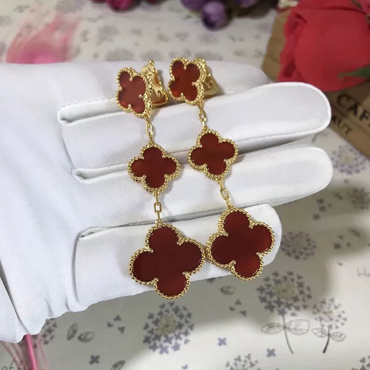 ¡®Imperial¡¯CLOVER 3 MOTIF CARNELIAN DROP EARRINGS