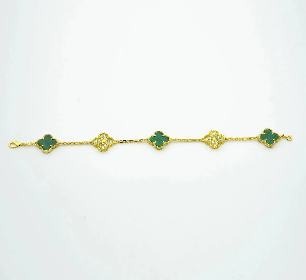 ¡®Imperial¡¯CLOVER  5 MOTIF MALACHITE DIAMOND BRACELET