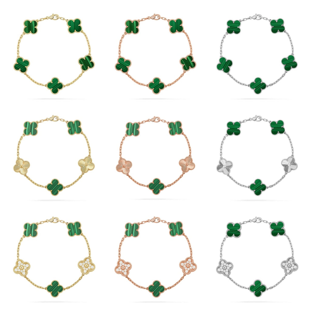 [Imperial]Nueva COLECCIÓN DE BRAZALETE TREBOL 5 MOTIVOS MALACHITA