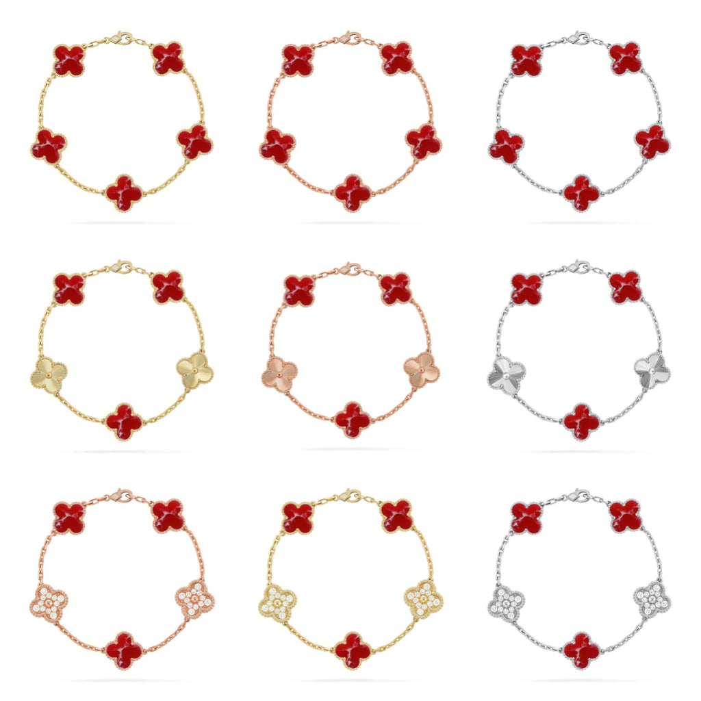 [Imperial]New CLOVER 5 MOTIF RED PATTERN BRACELET COLLECTION