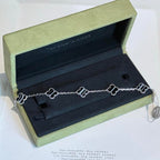 ¡®Imperial¡¯CLOVER 5 MOTIF VEINED ONYX BRACELET SILVER