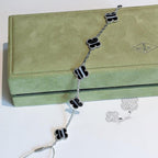 ¡®Imperial¡¯CLOVER 5 MOTIF VEINED ONYX BRACELET SILVER