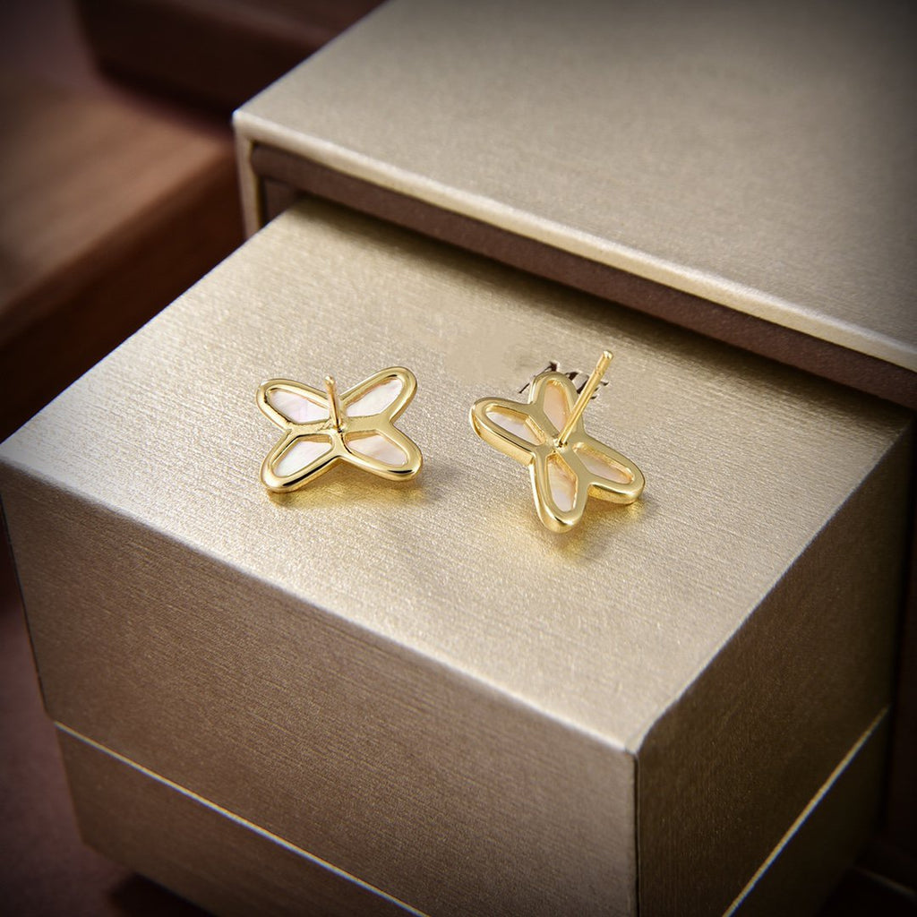 ¡®Imperial¡¯JEUX DE WHITE MOP GOLD DIAMOND EARRINGS