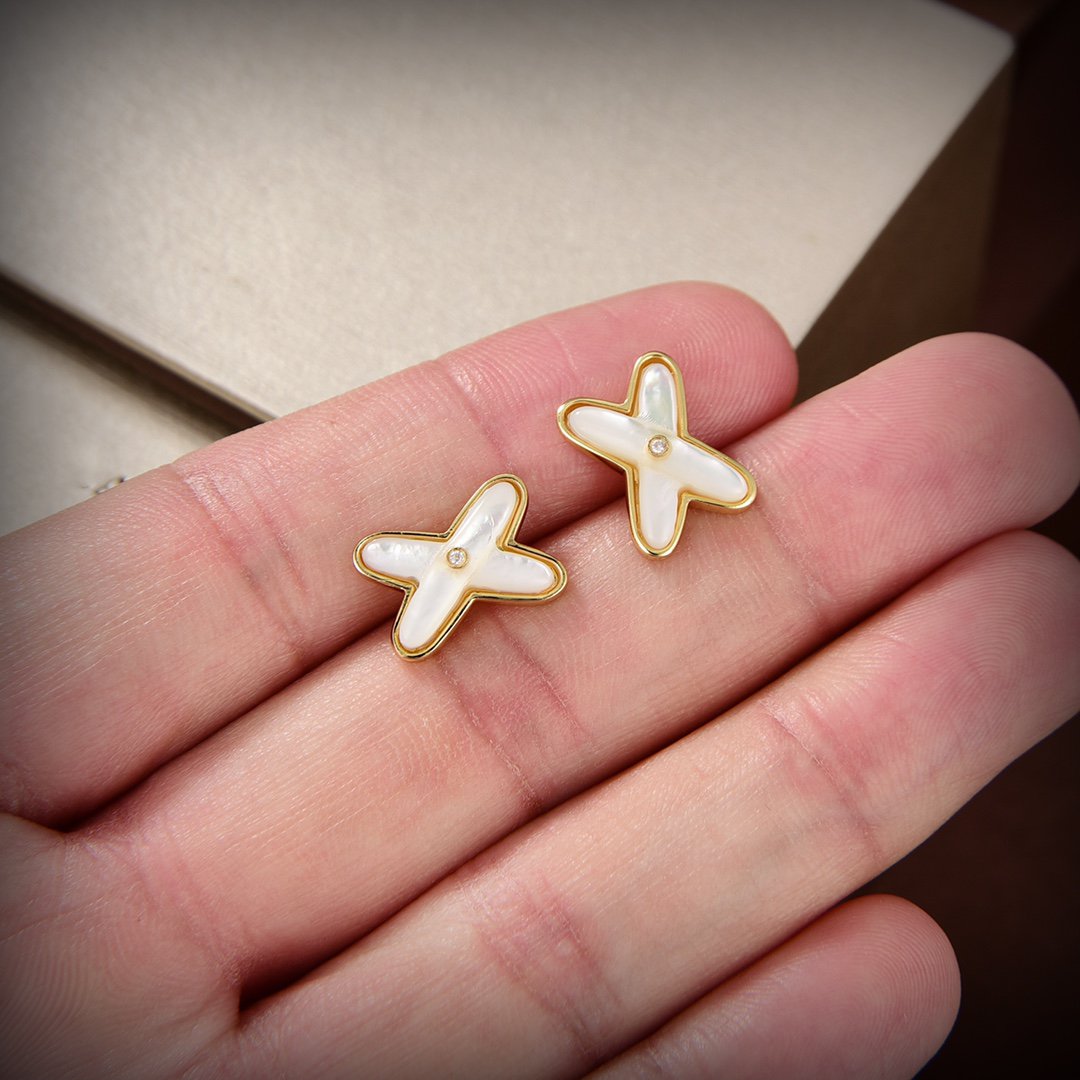 ¡®Imperial¡¯JEUX DE WHITE MOP GOLD DIAMOND EARRINGS