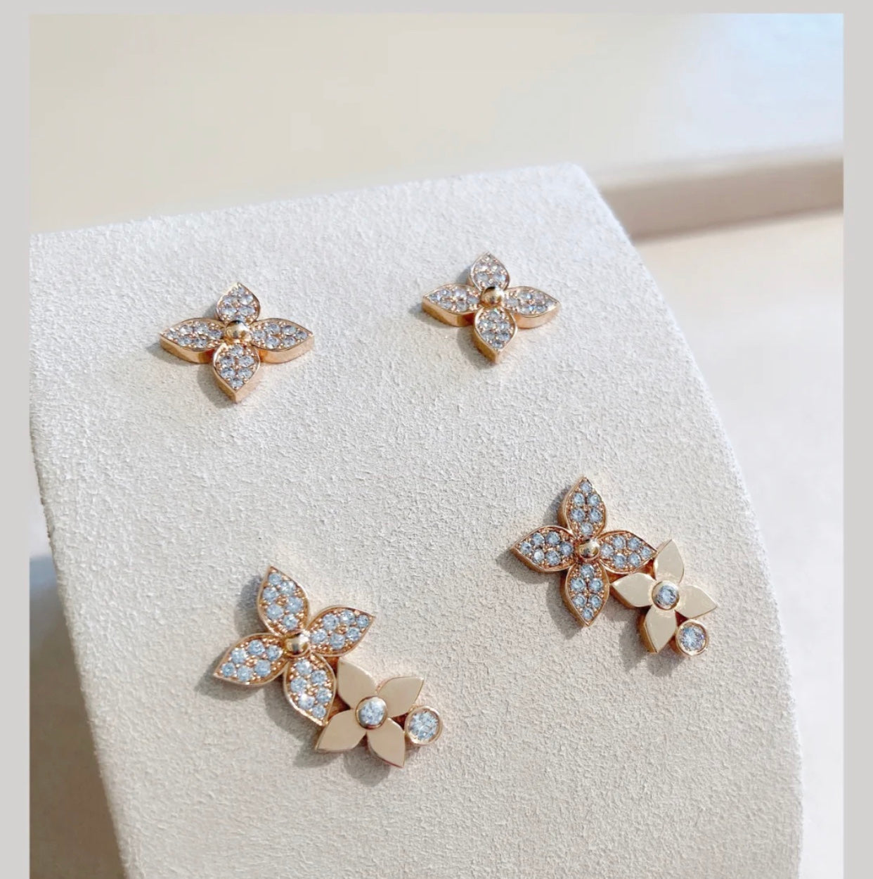 ¡®Imperial¡¯STAR BLOSSOM STUD EARRINGS PINK GOLD DIAMONDS