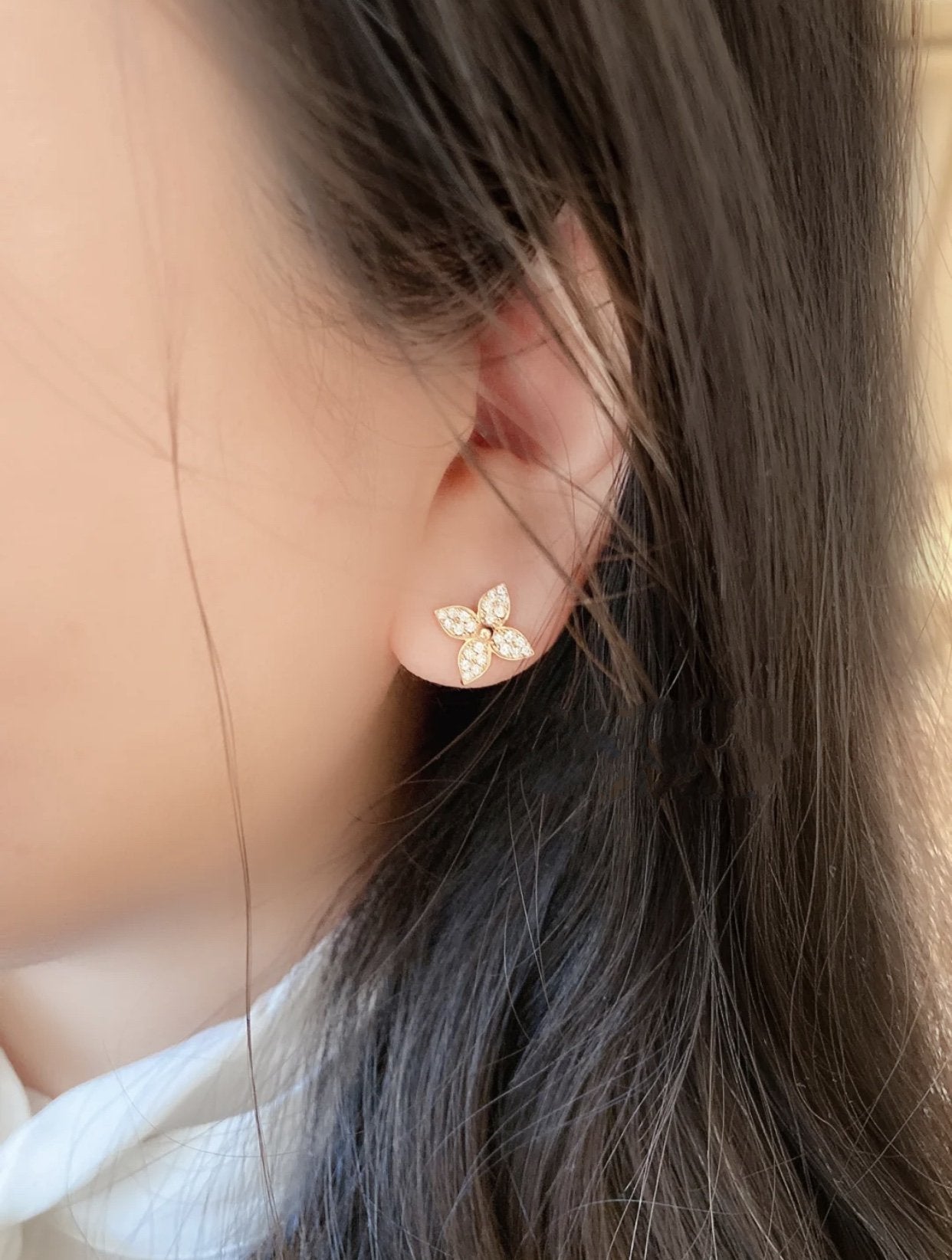 ¡®Imperial¡¯STAR BLOSSOM STUD EARRINGS PINK GOLD DIAMONDS