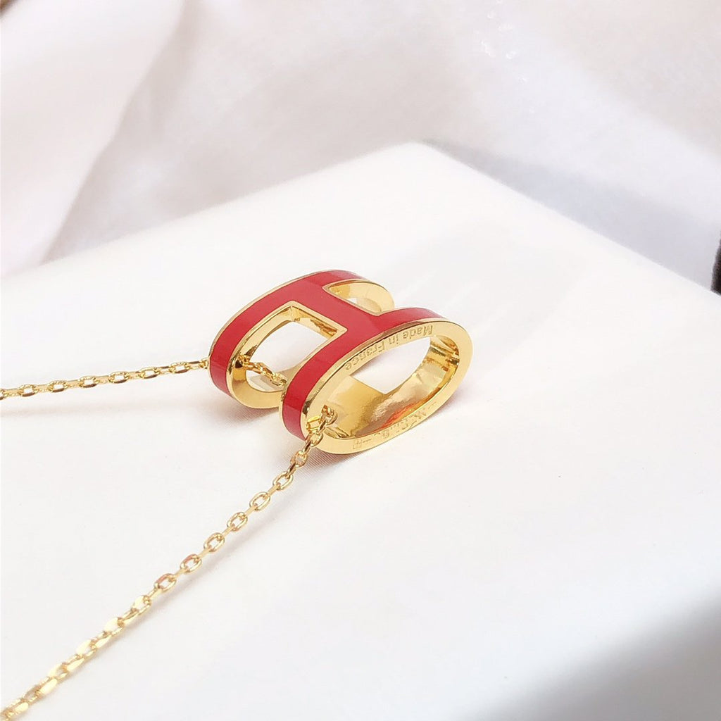 ¡®Imperial¡¯HM CLIC RED ENAMEL GOLD NECKLACE