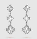 ¡®Imperial¡¯CLOVER 3 MOTIF DIAMOND SILVER DROP EARRINGS