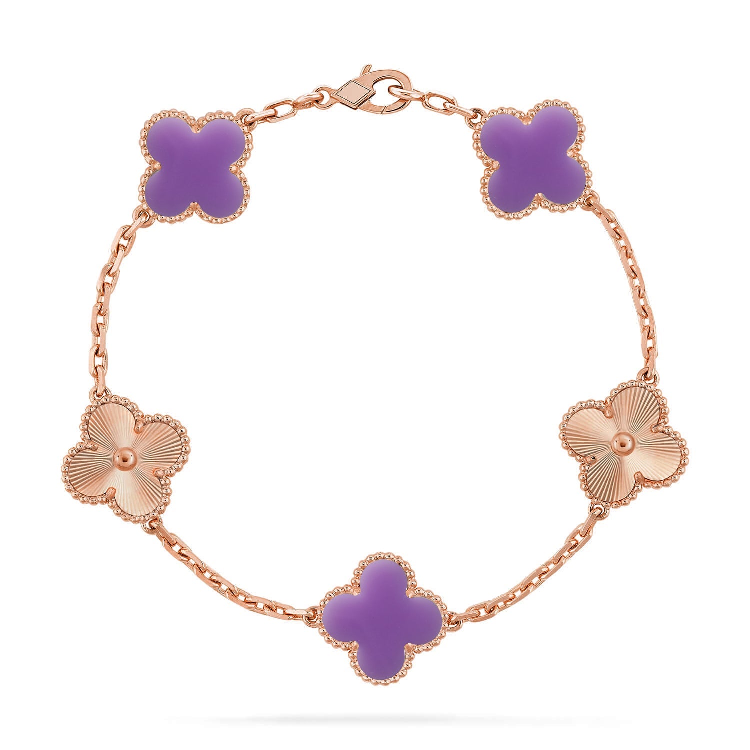 [Imperial]Nueva COLECCIÓN DE BRAZALETE TREBOL 5 MOTIVOS LILA