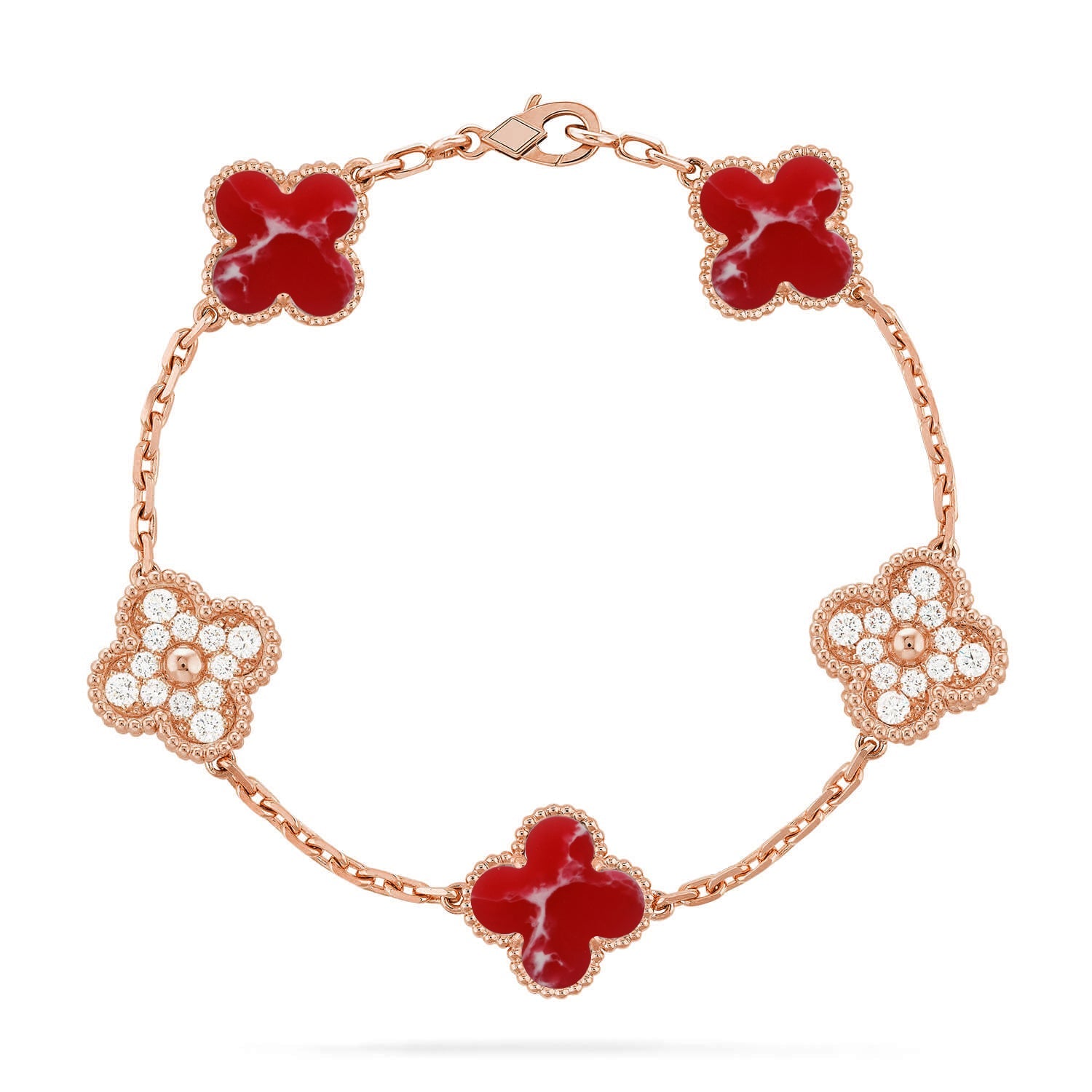 [Imperial]Nueva COLECCIÓN DE BRAZALETE TREBOL 5 MOTIVOS PATRÓN ROJO