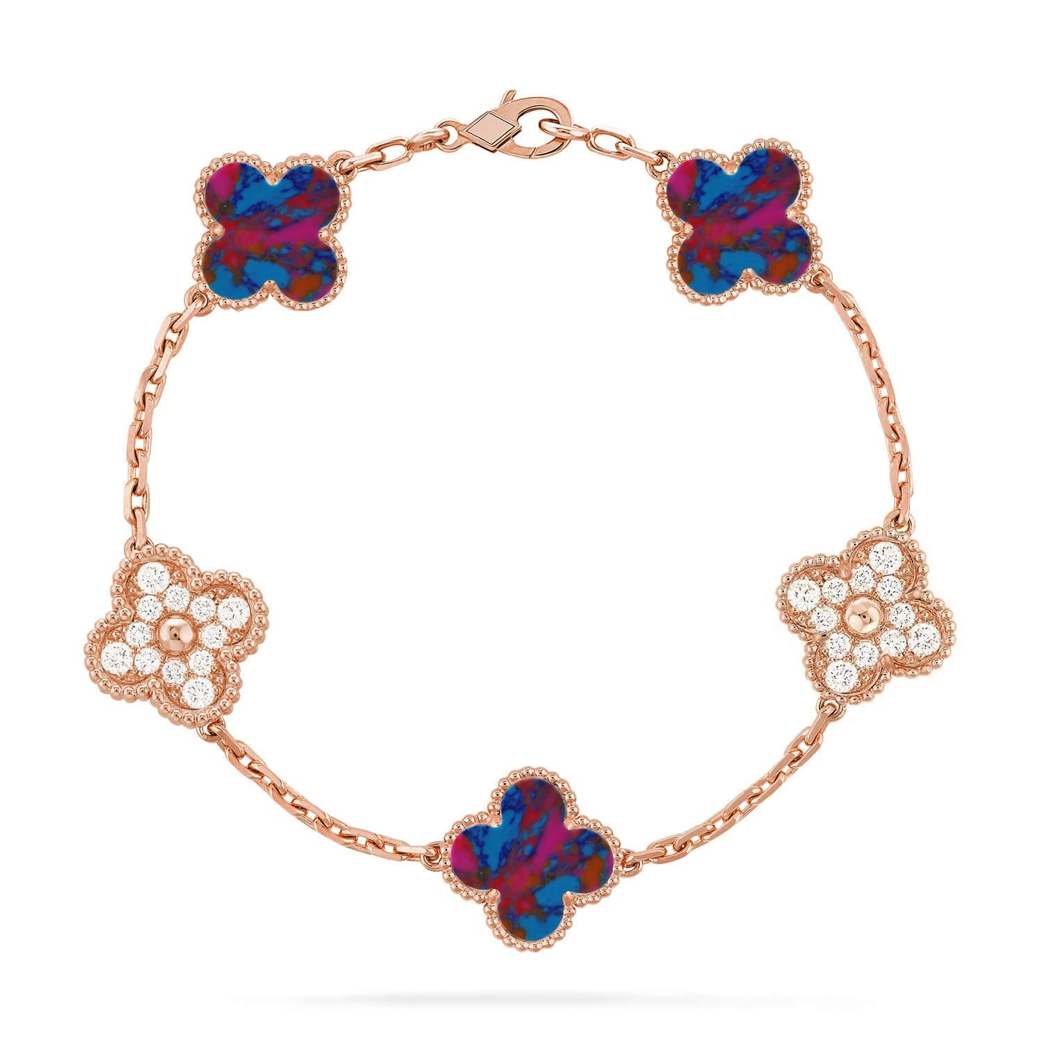 [Imperial]Nueva COLECCIÓN DE BRAZALETE TREBOL 5 MOTIVOS GEMAS DE COLOR