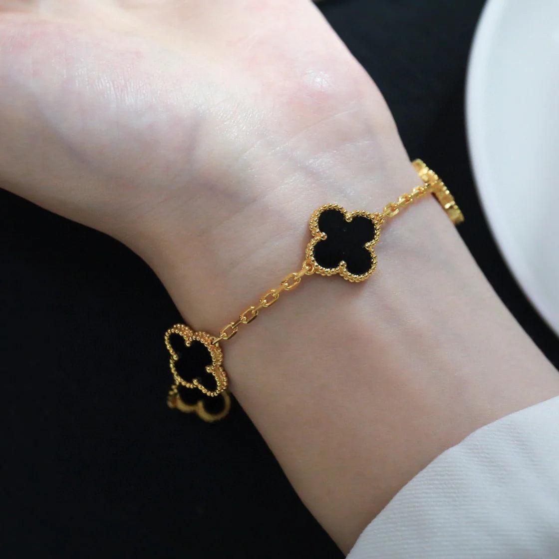 ¡®Imperial¡¯CLOVER  5 MOTIFS BLACK ONYX BRACELET
