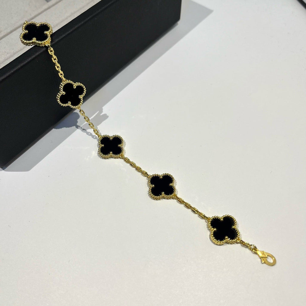 ¡®Imperial¡¯CLOVER  5 MOTIFS BLACK ONYX BRACELET