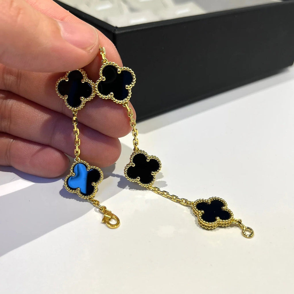 ¡®Imperial¡¯CLOVER  5 MOTIFS BLACK ONYX BRACELET