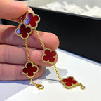 ¡®Imperial¡¯CLOVER 5 MOTIFS RED AGATE  BRACELET
