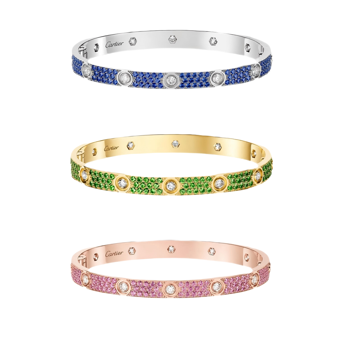 [Imperial] 2026 PAVE GEMSTONE LOVE BRACELET 6.1MM 10 DIAMONDS